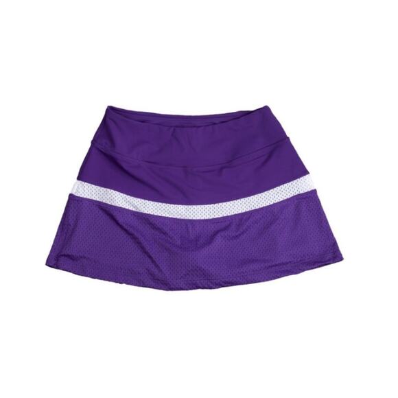Nuyu New York University A-Line Skort Skirt mesh purple white stripe - Picture 1 of 8